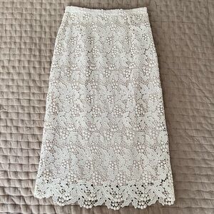 H&M Conscious Collection Lace Pencil Skirt in Cream sz. 2